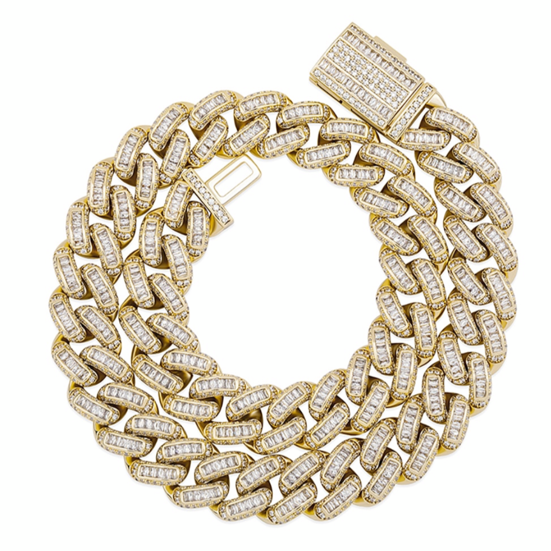 Baguette Round Style Cuban Link Chain