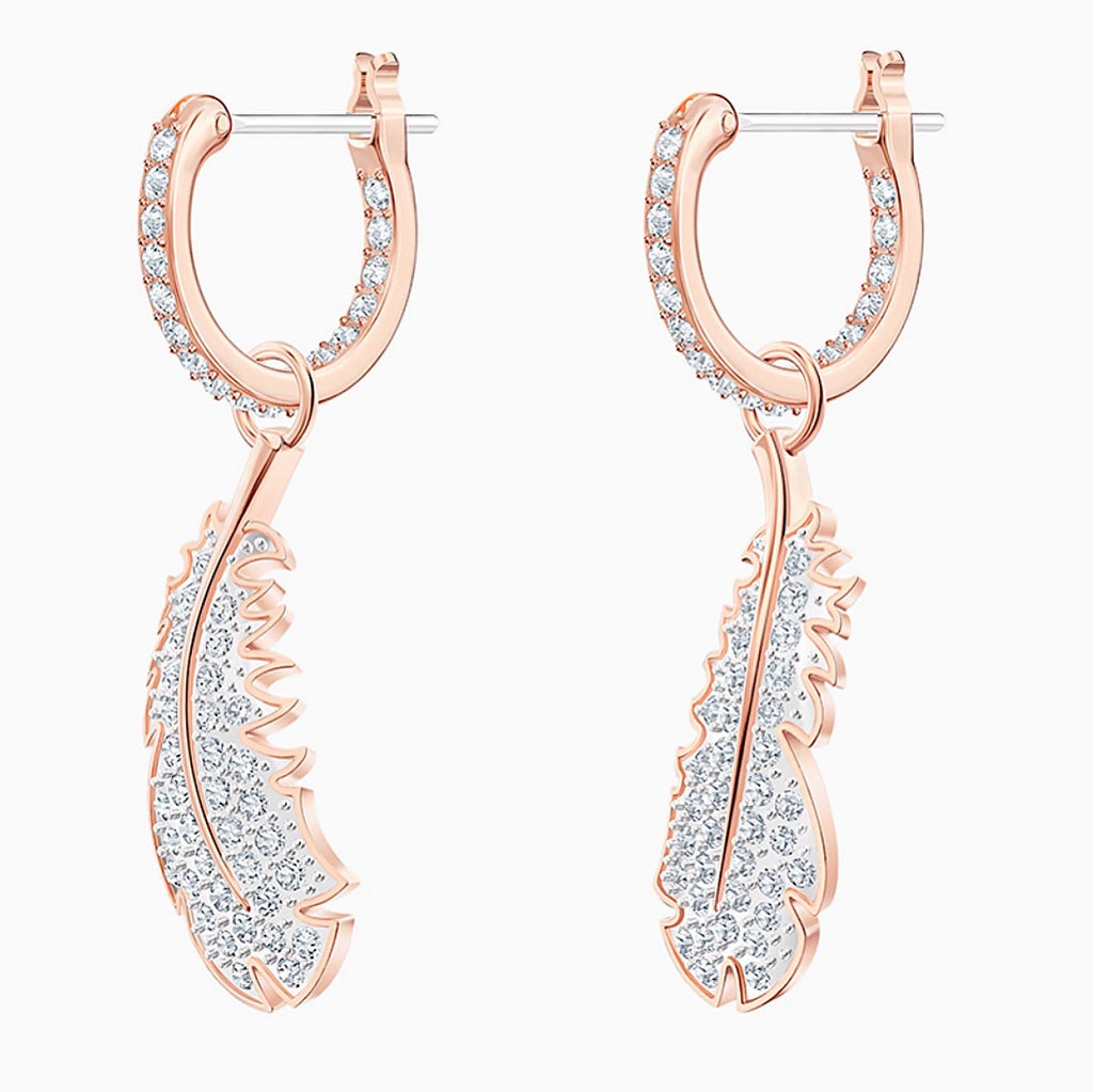 Rose Gold Exquisite Feather Pendant Changeable Earrings