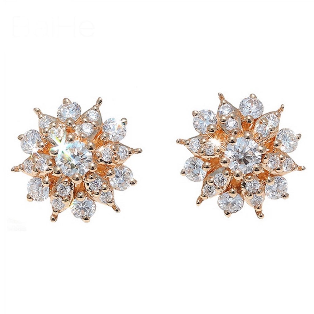 0.42ct Natural Diamond Flower Bloom Stud Earrings