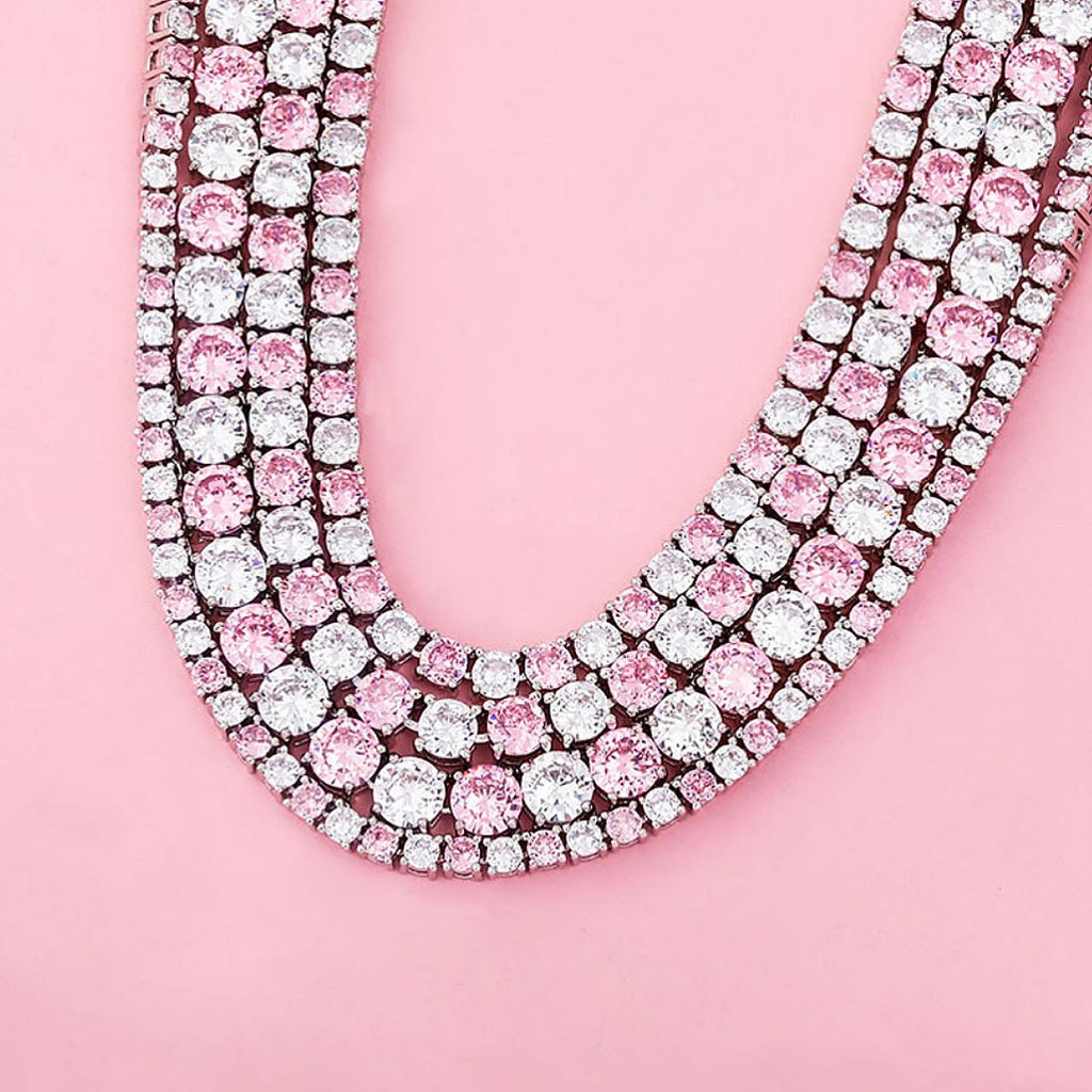 Two-Toned Pink & White Tennis Chains