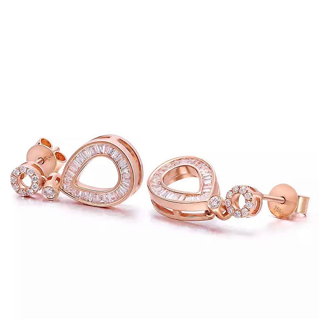 Pear Shape Natural Baguette Diamond Drop Earrings!!