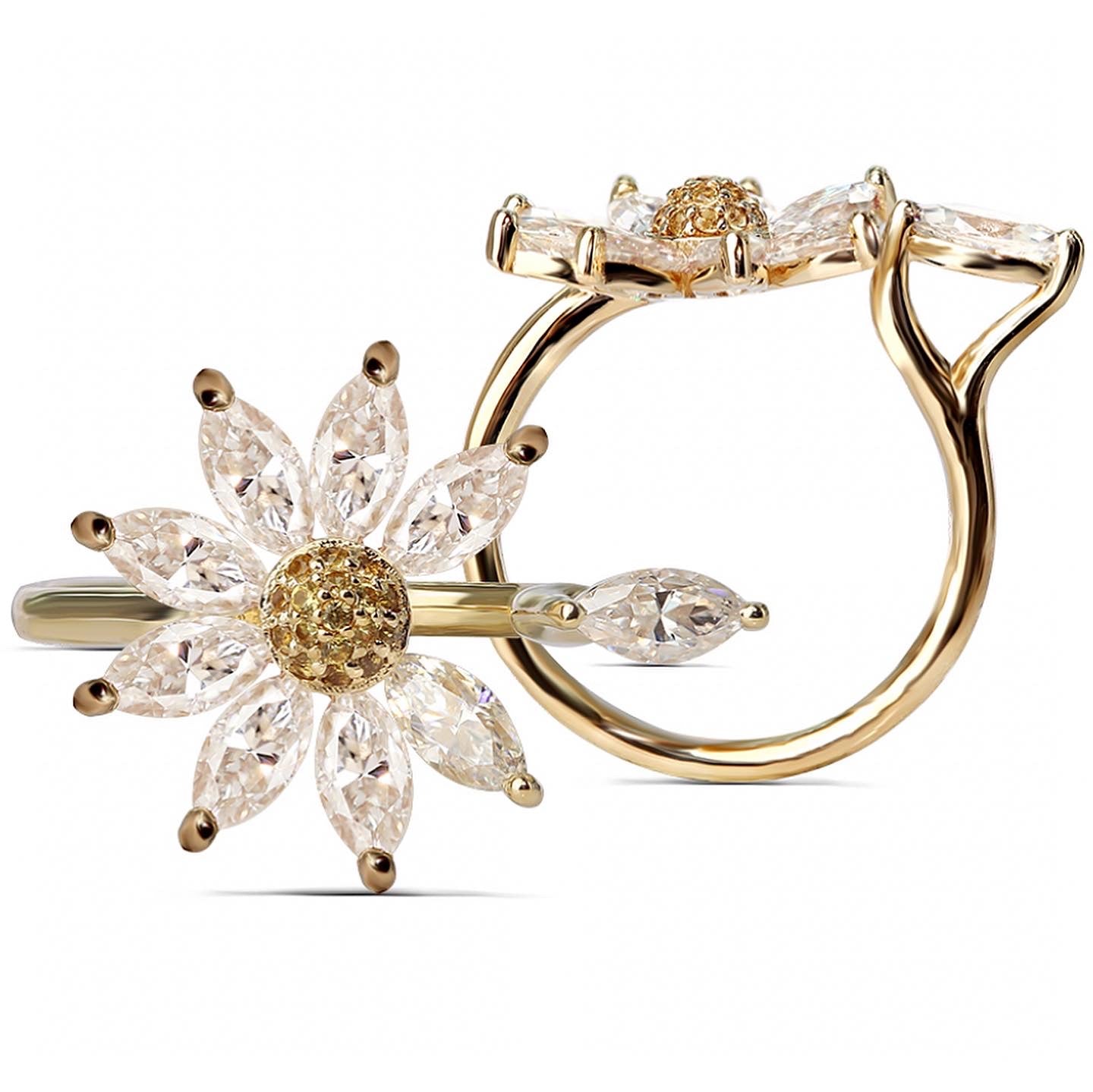Marquise Cut Flower Engagement Ring/Wedding Ring