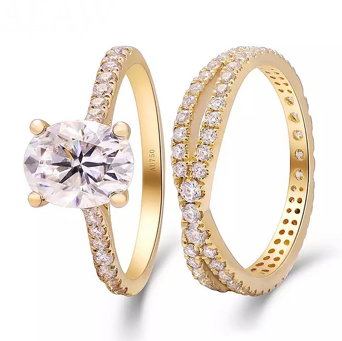 Oval Cut  “Aurora” Wedding/Engagement Ring Set