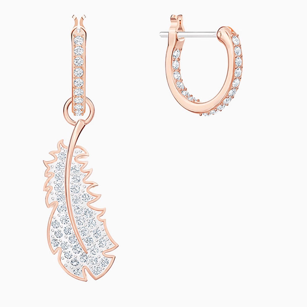 Rose Gold Exquisite Feather Pendant Changeable Earrings