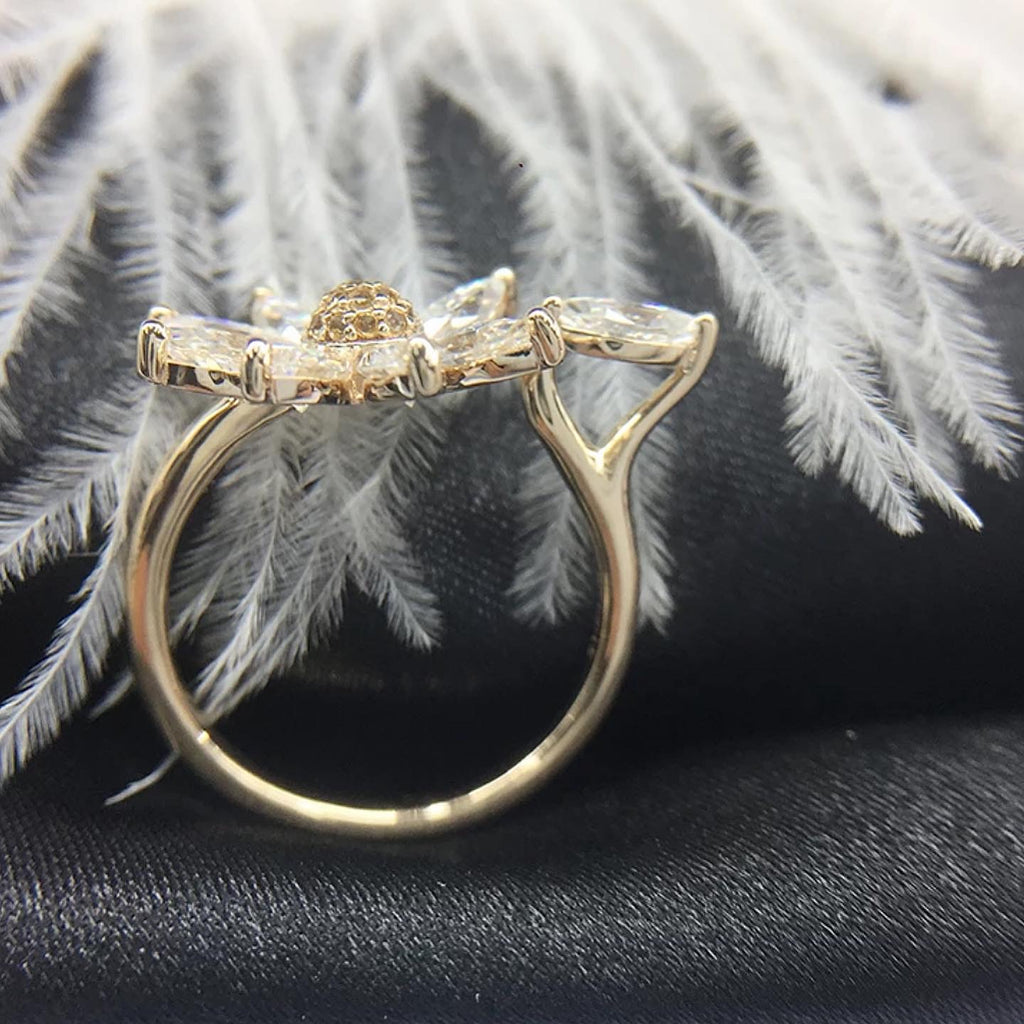 Marquise Cut Flower Engagement Ring/Wedding Ring