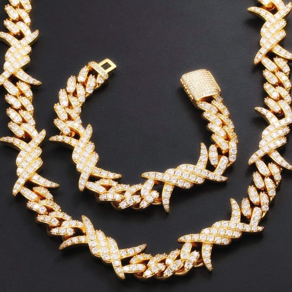 Iced Out Barb Wire Cuban Link Chain