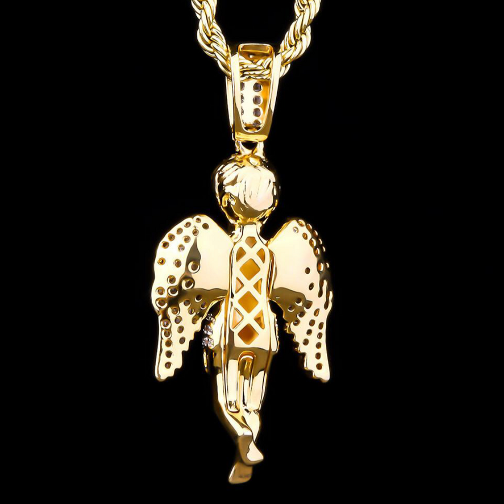 Iced Out Gold Angel Pendant